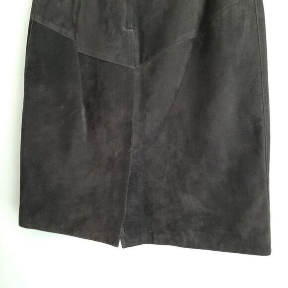 BIANCA 100% Genuine Suede Leather Pencil Knee Length Skirt Black Sz M - Picture 11 of 14